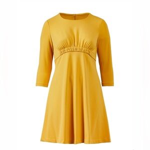 Calvin Klein Ochre Fit and Flare Dress, Mustard, Size 6